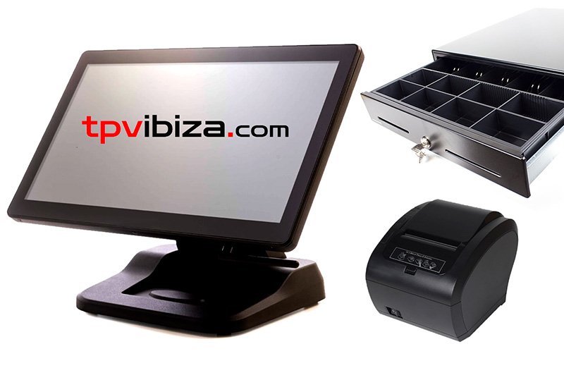 Pack completo TPV con impresora térmica y cajón portamonedas para comercios en Ibiza - Sistema punto de venta profesional